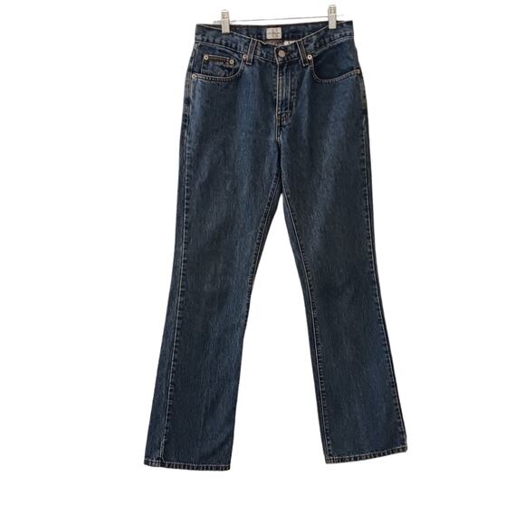 VNT Calvin Klein Jeans Women's Size 2 L32 Blue Boot HIGH RISE Denim LEATHER Tab - Picture 4 of 16